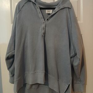 American Eagle Outfitters Slate Blue Button-Up Hoodie